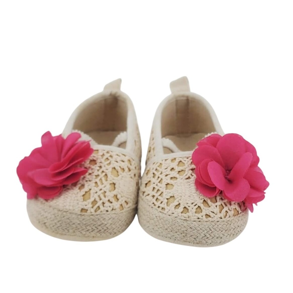 Rising Star Baby Girl Ivory Crochet Lace Espadrille‎ Flats  9-12 Months READ